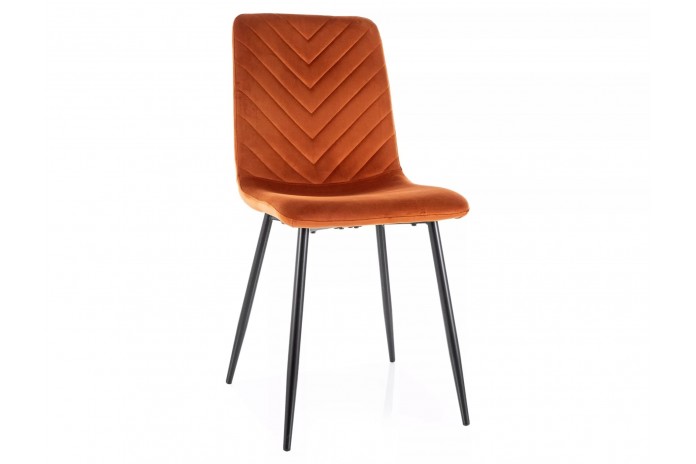 Chaise rembourrée en velours avec pieds en métal Daren