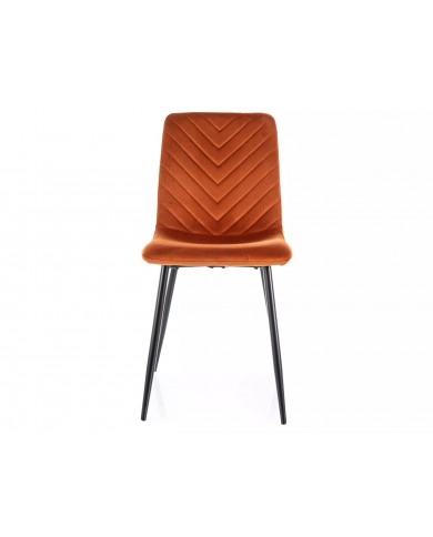 Chaise rembourrée en velours avec pieds en métal Daren