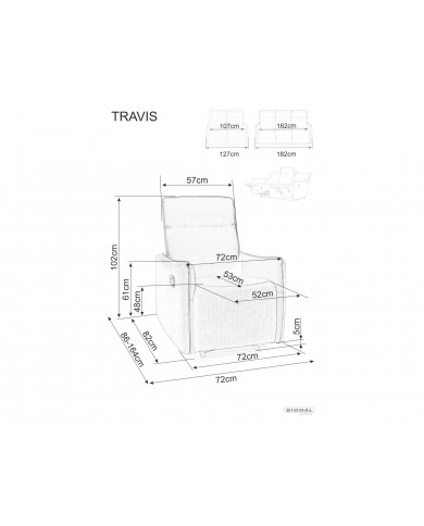 Fauteuil de relaxation 3 places CLOVIS 3 VELEVET