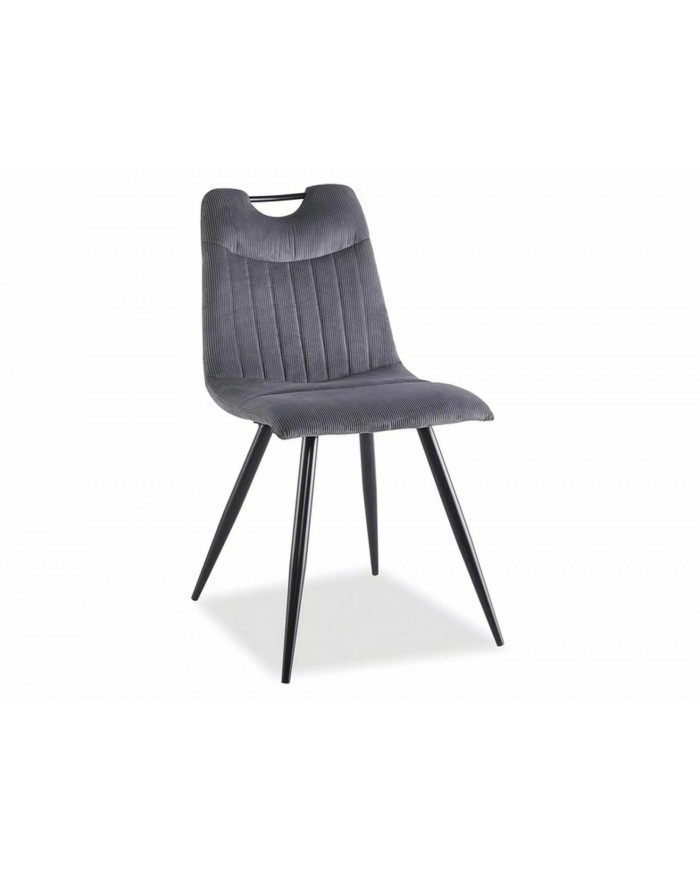 Chaise rembourrée en velours côtelé pieds et poignée en métal Orfe