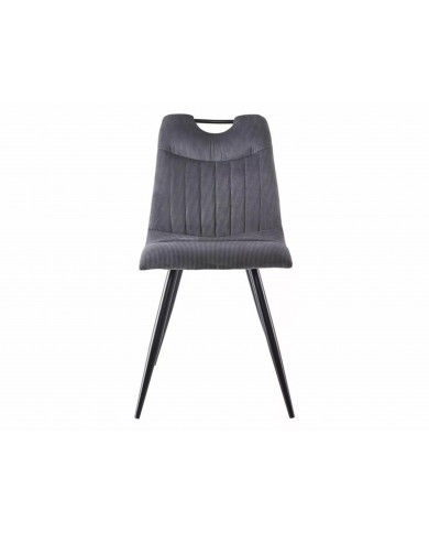 Chaise rembourrée en velours côtelé pieds et poignée en métal Orfe