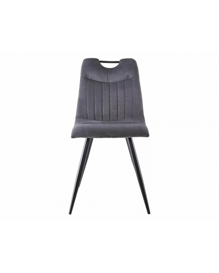 Chaise rembourrée en velours côtelé pieds et poignée en métal Orfe
