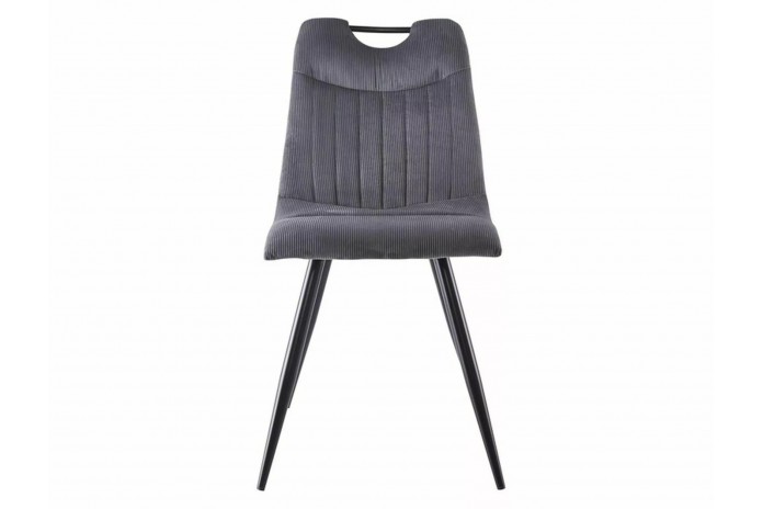 Chaise rembourrée en velours côtelé pieds et poignée en métal Orfe