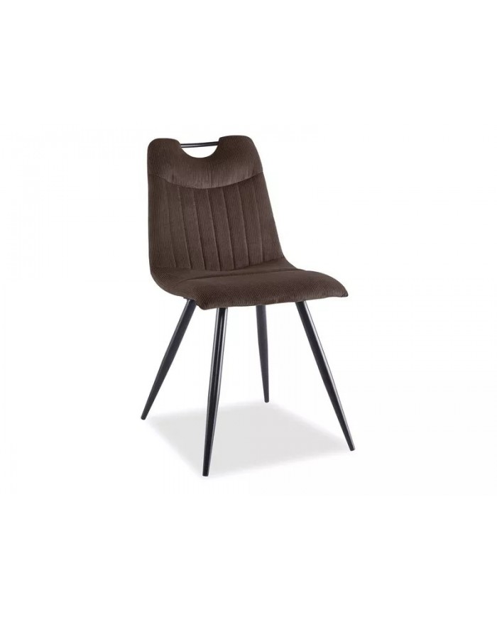Chaise rembourrée en velours côtelé pieds et poignée en métal Orfe