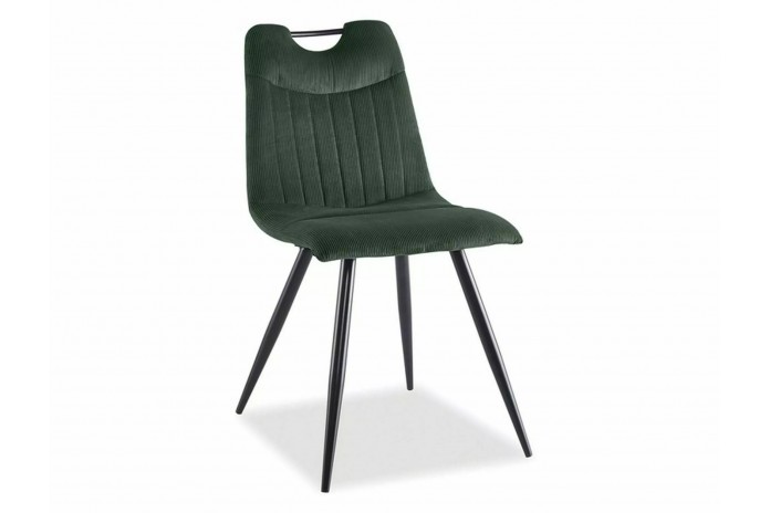 Chaise rembourrée en velours côtelé pieds et poignée en métal Orfe