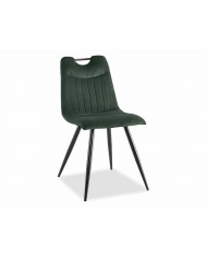 Chaise rembourrée en velours côtelé pieds et poignée en métal Orfe