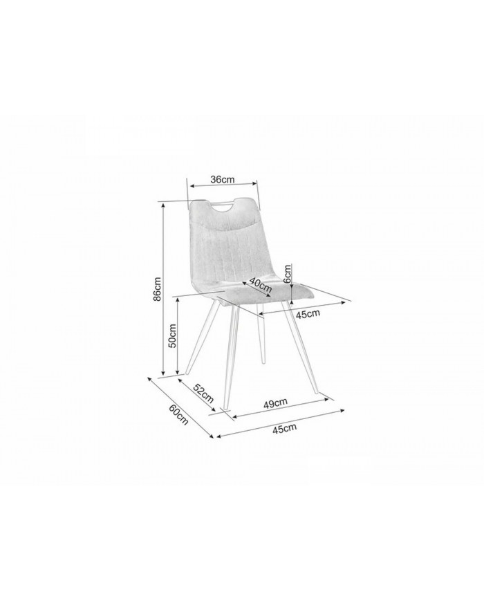 Chaise rembourrée en velours côtelé pieds et poignée en métal Orfe