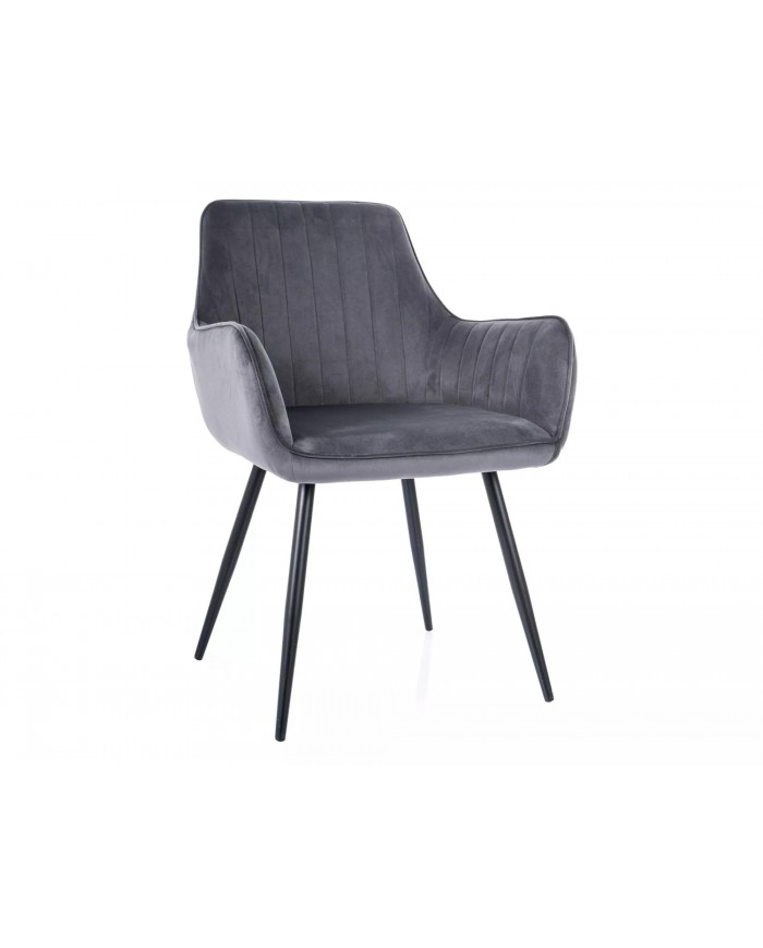 Chaise rembourrée en tissu avec pieds en métal Pomme