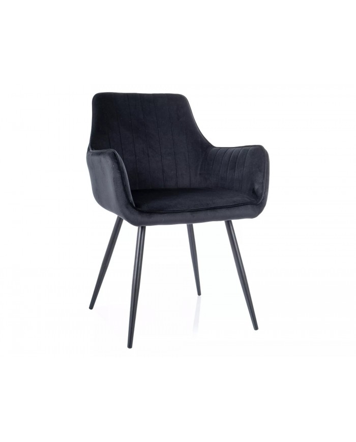 Chaise rembourrée en tissu avec pieds en métal Pomme