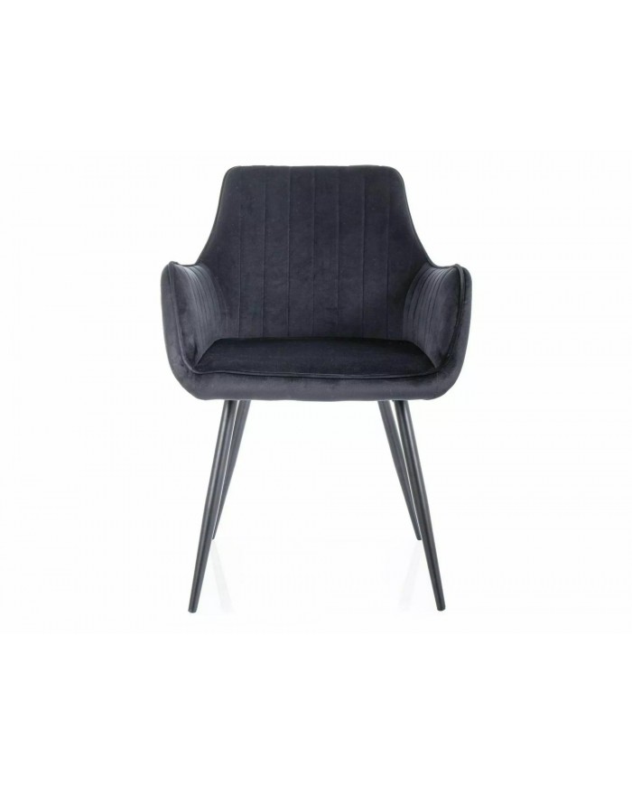 Chaise rembourrée en tissu avec pieds en métal Pomme