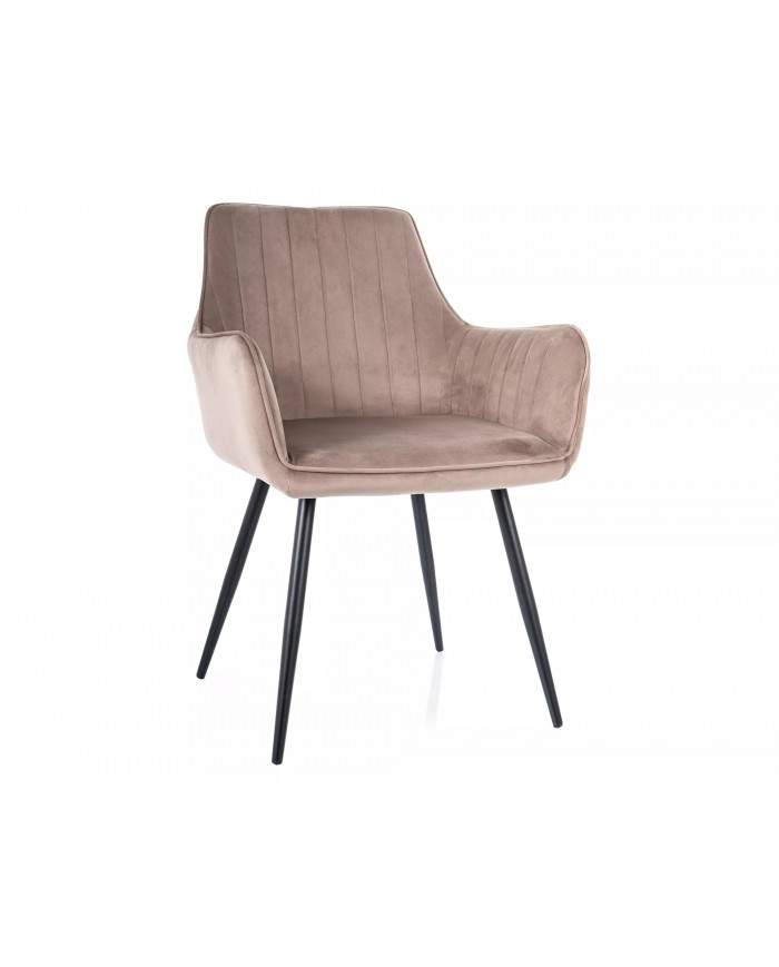 Chaise rembourrée en tissu avec pieds en métal Pomme