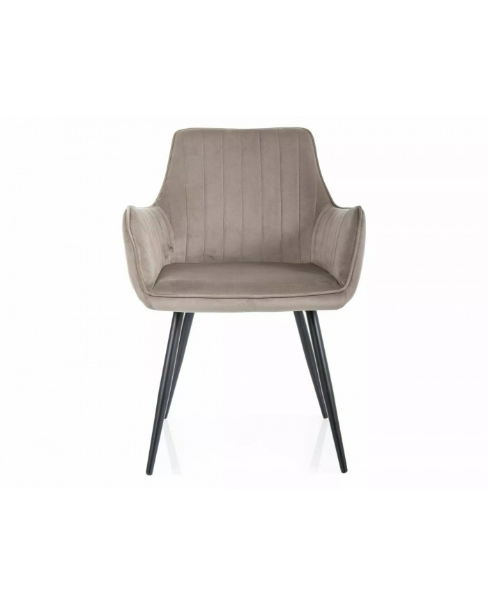 Chaise rembourrée en tissu avec pieds en métal Pomme