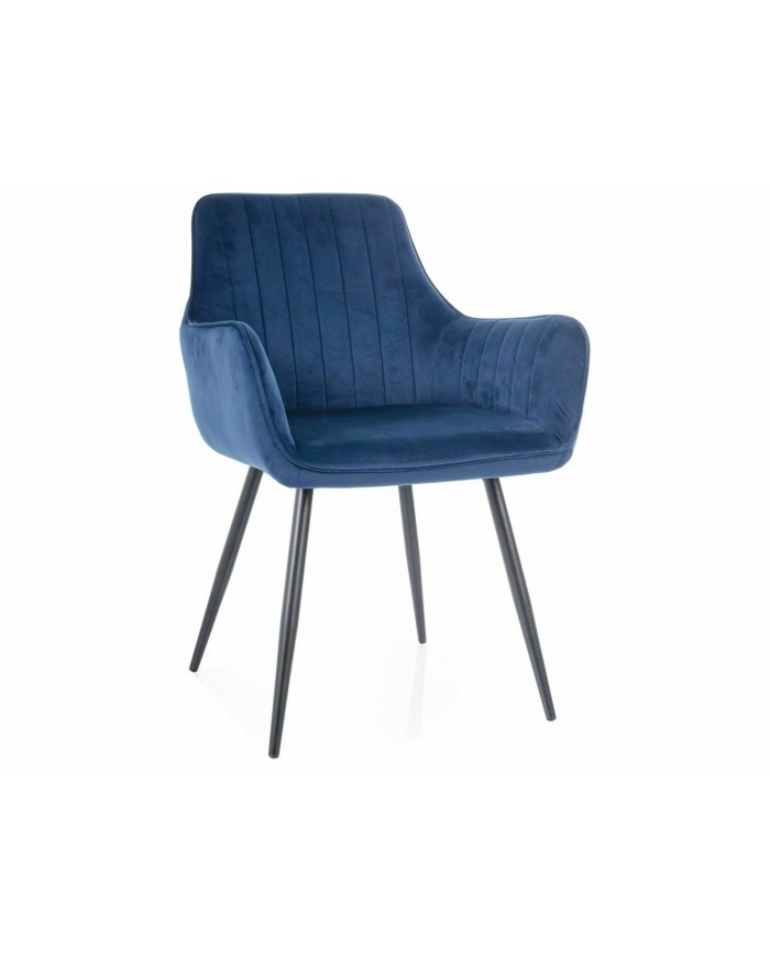Chaise rembourrée en tissu avec pieds en métal Pomme