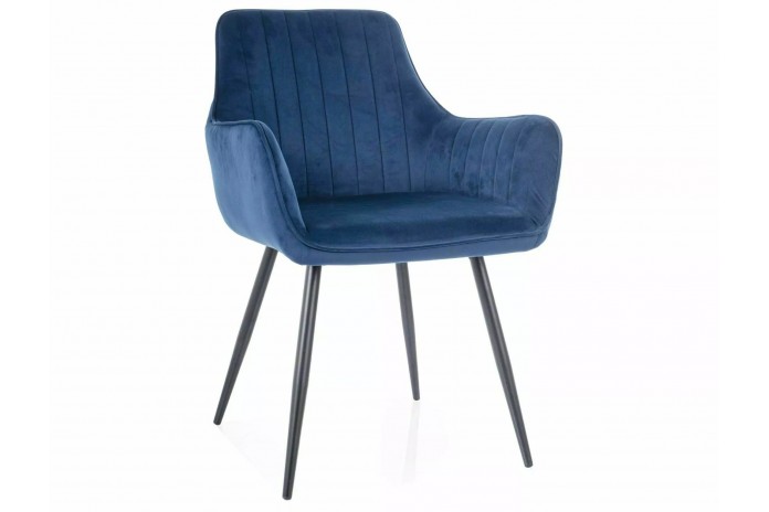 Chaise rembourrée en tissu avec pieds en métal Pomme