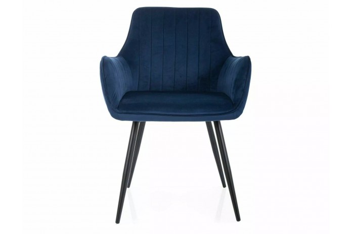 Chaise rembourrée en tissu avec pieds en métal Pomme