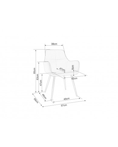 Chaise rembourrée en tissu avec pieds en métal Pomme