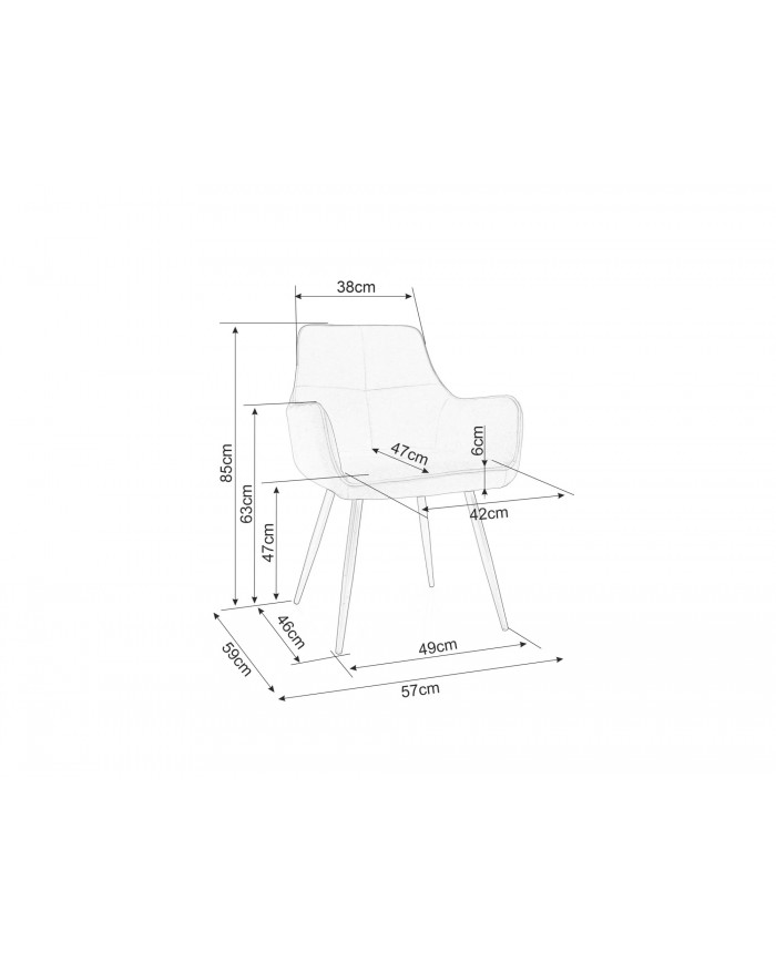 Chaise rembourrée en tissu avec pieds en métal Pomme