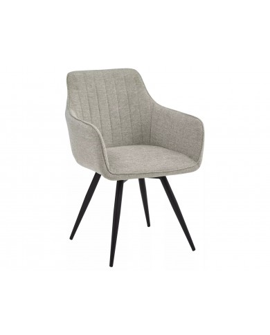 Chaise rembourrée ressorts pivotante 180° en tissu avec pieds en métal Loba
