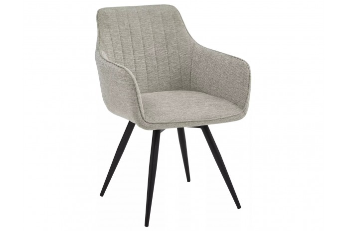 Chaise rembourrée ressorts pivotante 180° en tissu avec pieds en métal Loba