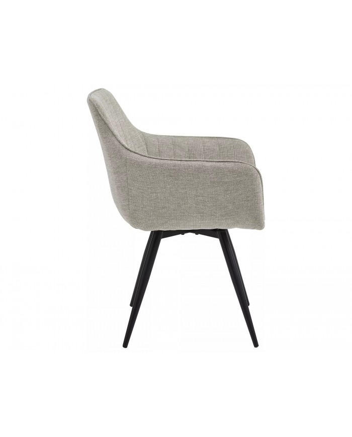 Chaise rembourrée ressorts pivotante 180° en tissu avec pieds en métal Loba