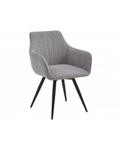 Chaise rembourrée ressorts pivotante 180° en tissu avec pieds en métal Loba