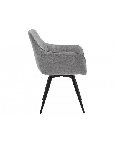 Chaise rembourrée ressorts pivotante 180° en tissu avec pieds en métal Loba