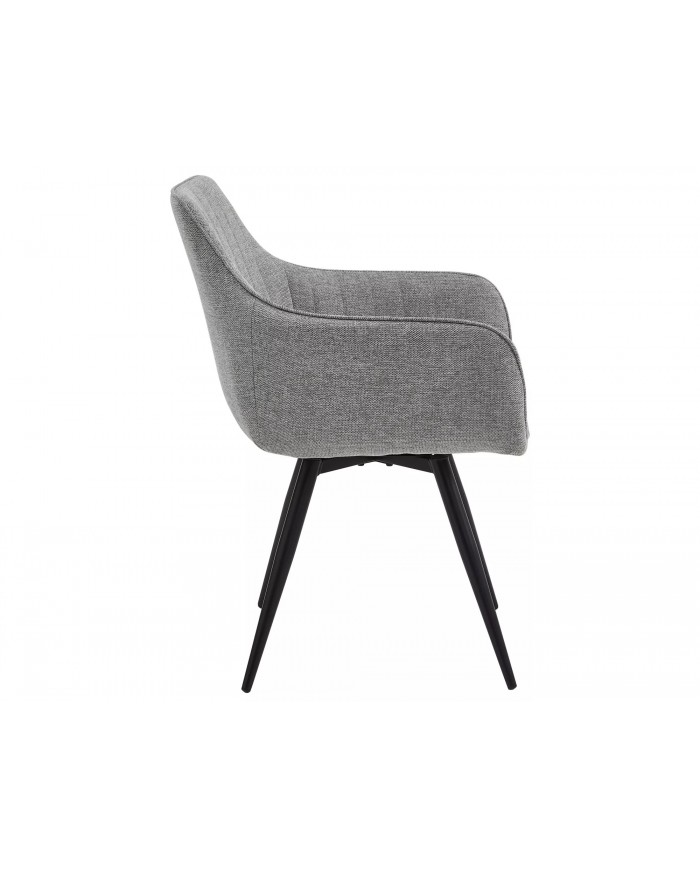 Chaise rembourrée ressorts pivotante 180° en tissu avec pieds en métal Loba