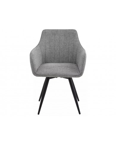 Chaise rembourrée ressorts pivotante 180° en tissu avec pieds en métal Loba