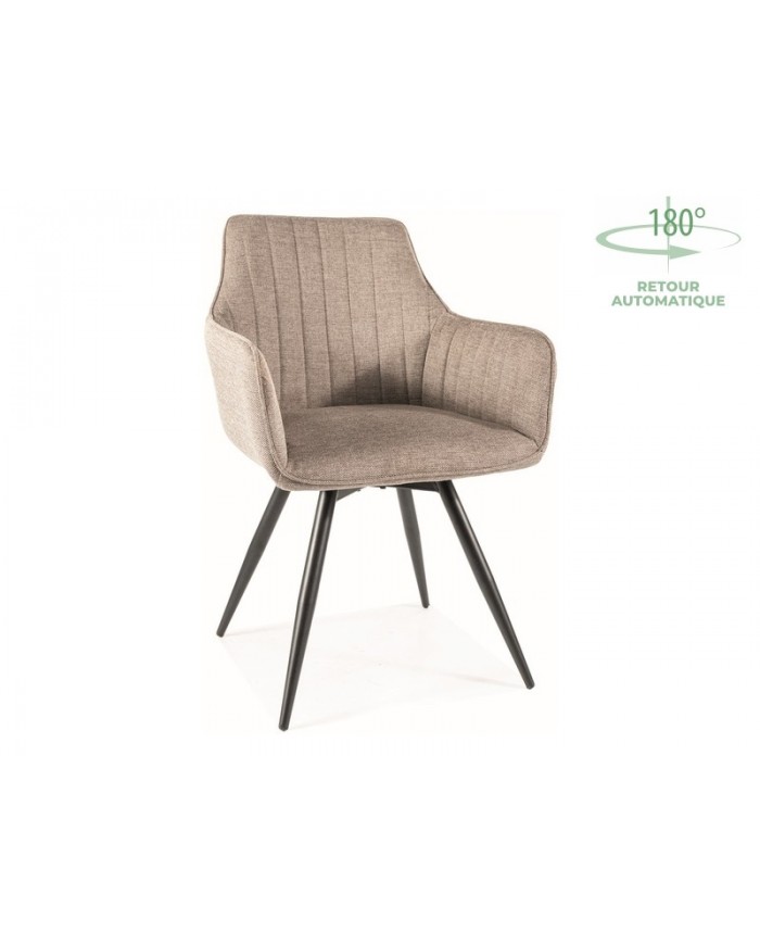 Chaise rembourrée ressorts pivotante 180° en tissu avec pieds en métal Loba