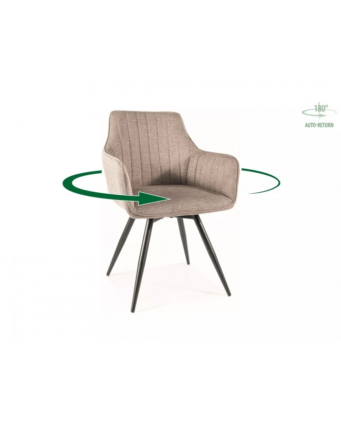 Chaise rembourrée ressorts pivotante 180° en tissu avec pieds en métal Loba
