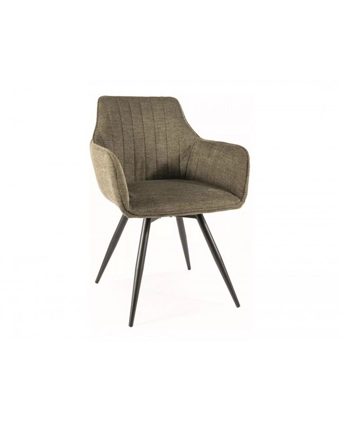 Chaise rembourrée ressorts pivotante 180° en tissu avec pieds en métal Loba