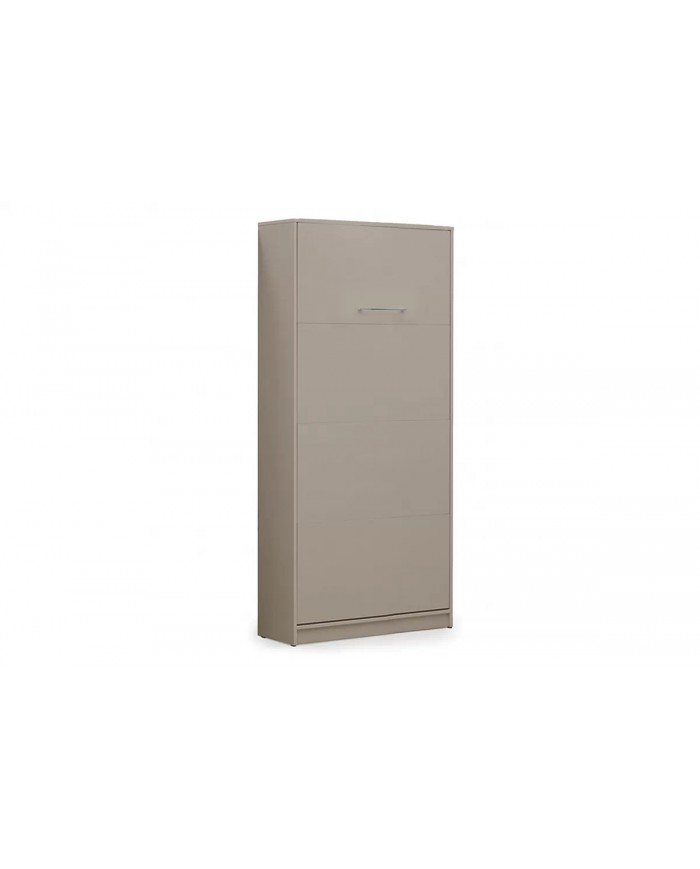 Armoire lit escamotable relevable vertical 90x200 cm taupe Premium