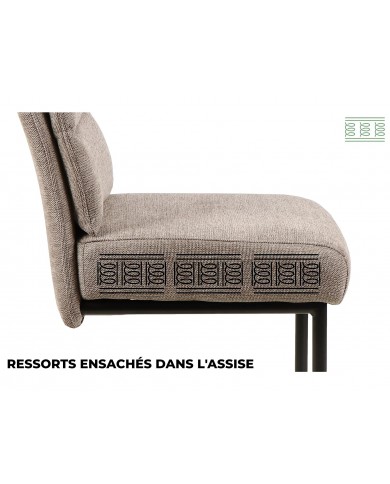 Chaise rembourrée avec ressorts en tissu avec pieds en métal Berry