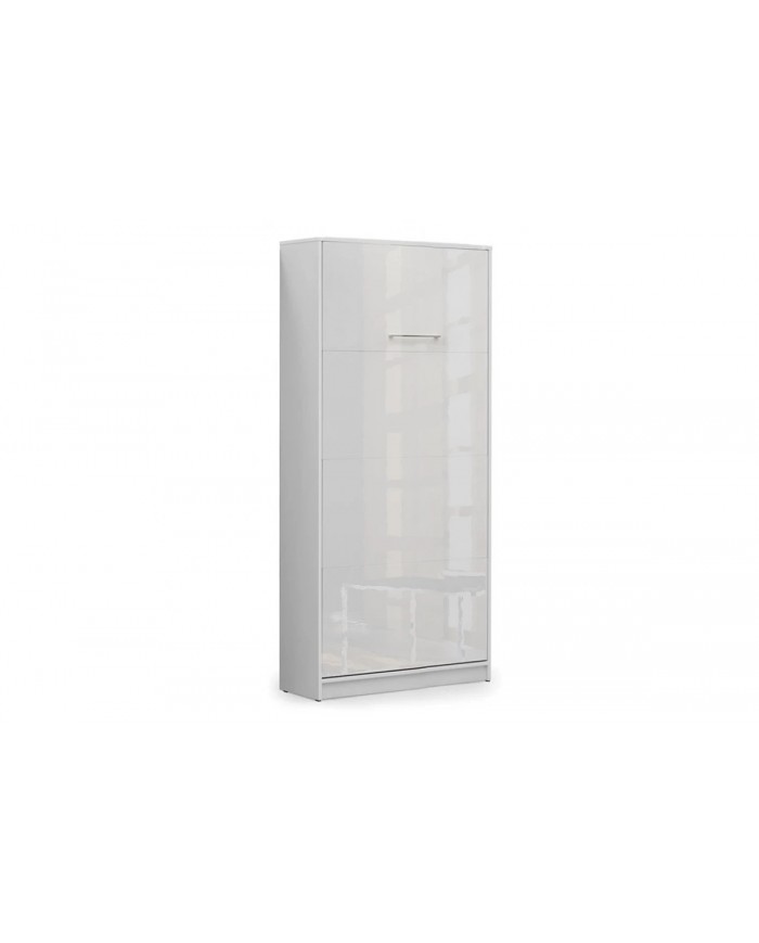 Armoire lit escamotable relevable vertical 90x200 cm blanc brillant Premium
