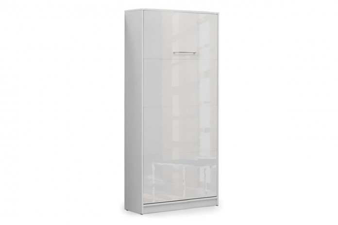 Armoire lit escamotable relevable vertical 90x200 cm blanc brillant Premium