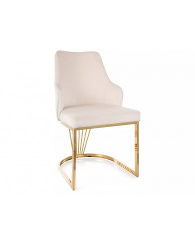 Chaise rembourrée en velours avec pieds métal dorés Alure