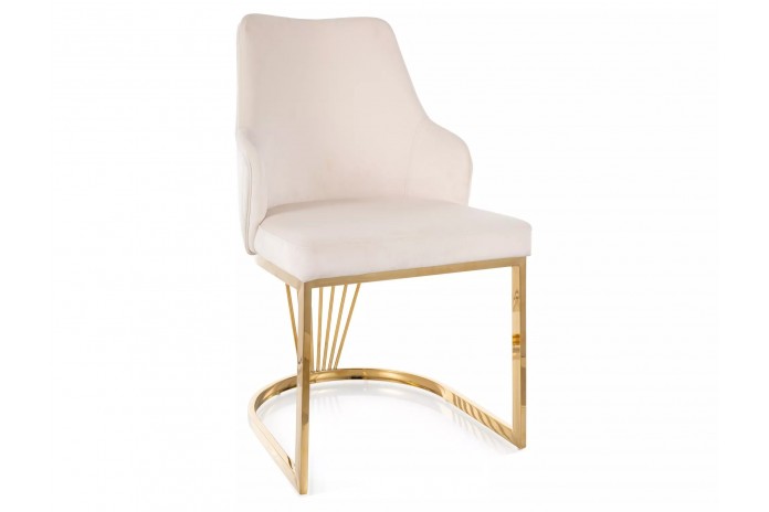 Chaise rembourrée en velours avec pieds métal dorés Alure