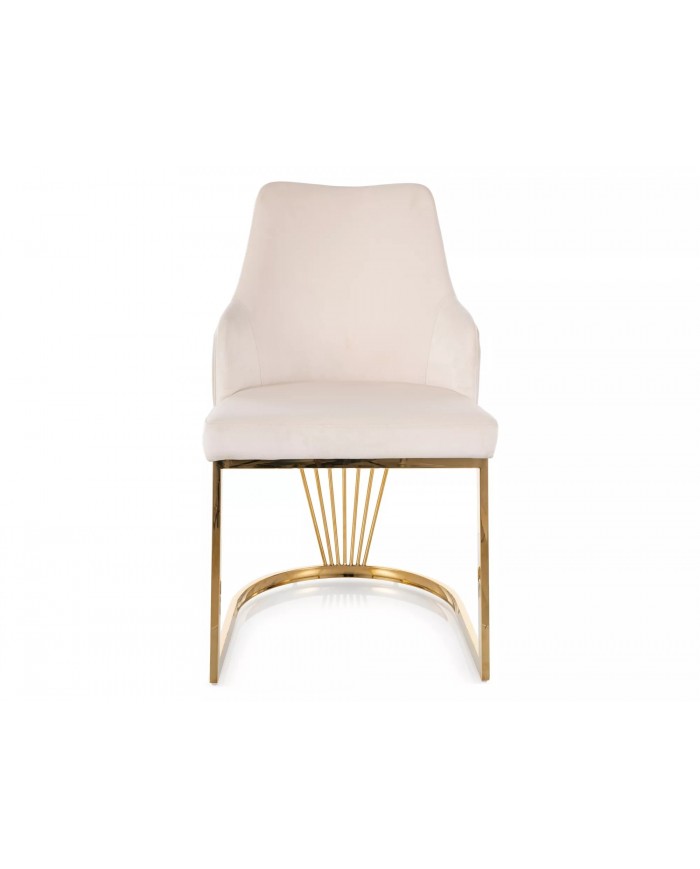 Chaise rembourrée en velours avec pieds métal dorés Alure