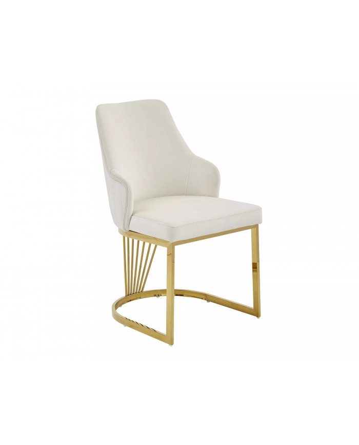 Chaise rembourrée en velours avec pieds métal dorés Alure