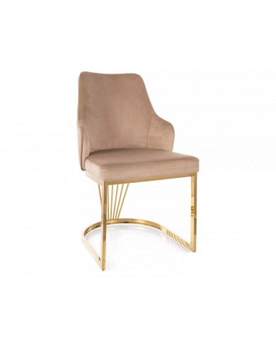 Chaise rembourrée en velours avec pieds métal dorés Alure