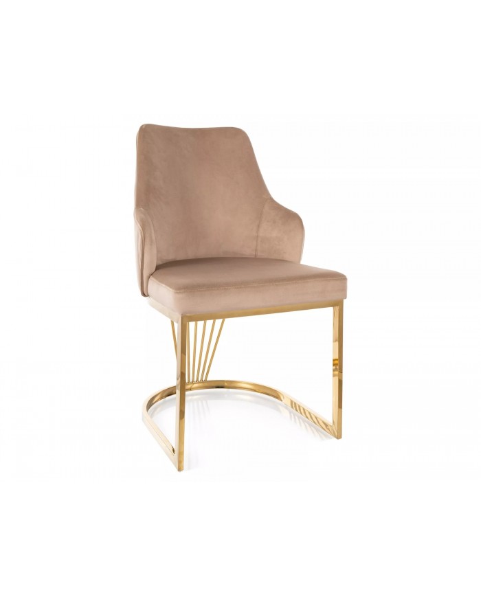 Chaise rembourrée en velours avec pieds métal dorés Alure