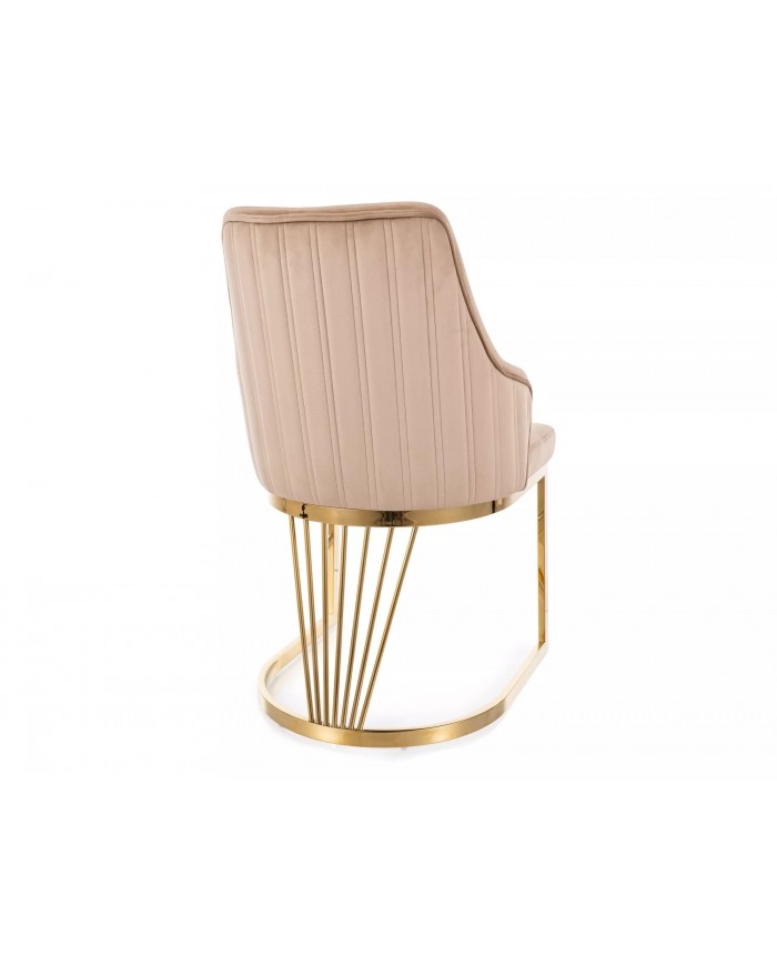 Chaise rembourrée en velours avec pieds métal dorés Alure