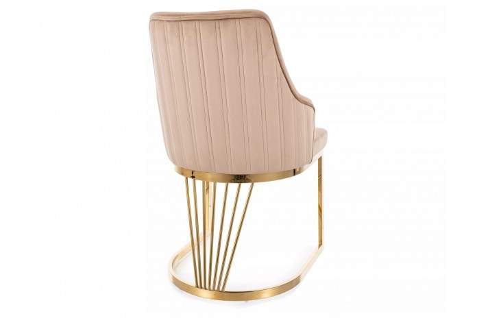 Chaise rembourrée en velours avec pieds métal dorés Alure