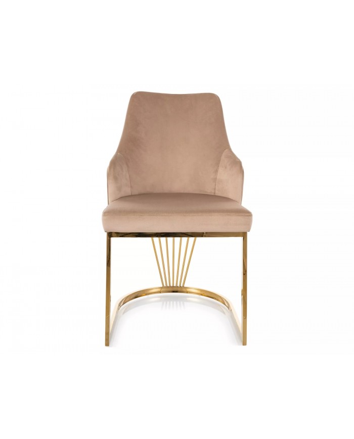 Chaise rembourrée en velours avec pieds métal dorés Alure