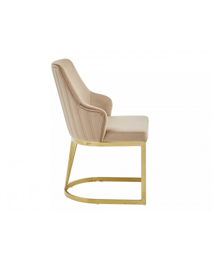 Chaise rembourrée en velours avec pieds métal dorés Alure