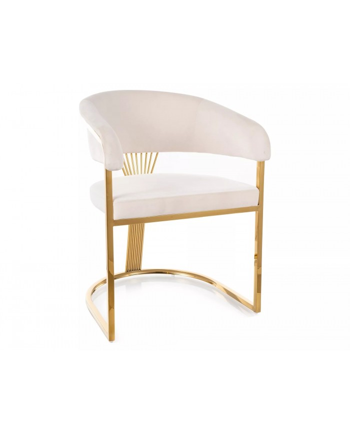Chaise rembourrée en velours avec pieds métal dorés Couronne