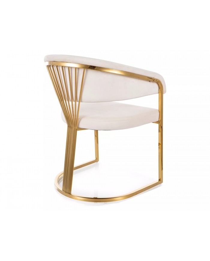 Chaise rembourrée en velours avec pieds métal dorés Couronne