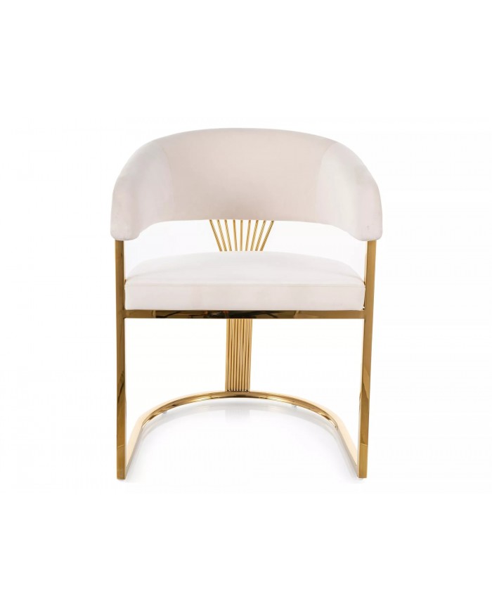 Chaise rembourrée en velours avec pieds métal dorés Couronne