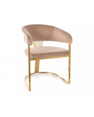 Chaise rembourrée en velours avec pieds métal dorés Couronne