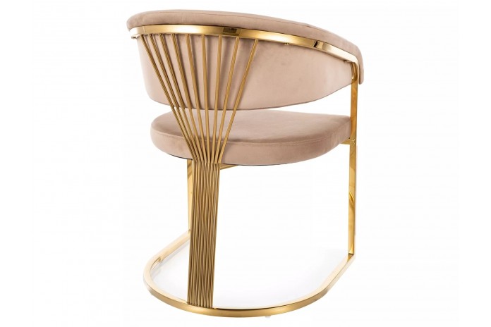 Chaise rembourrée en velours avec pieds métal dorés Couronne